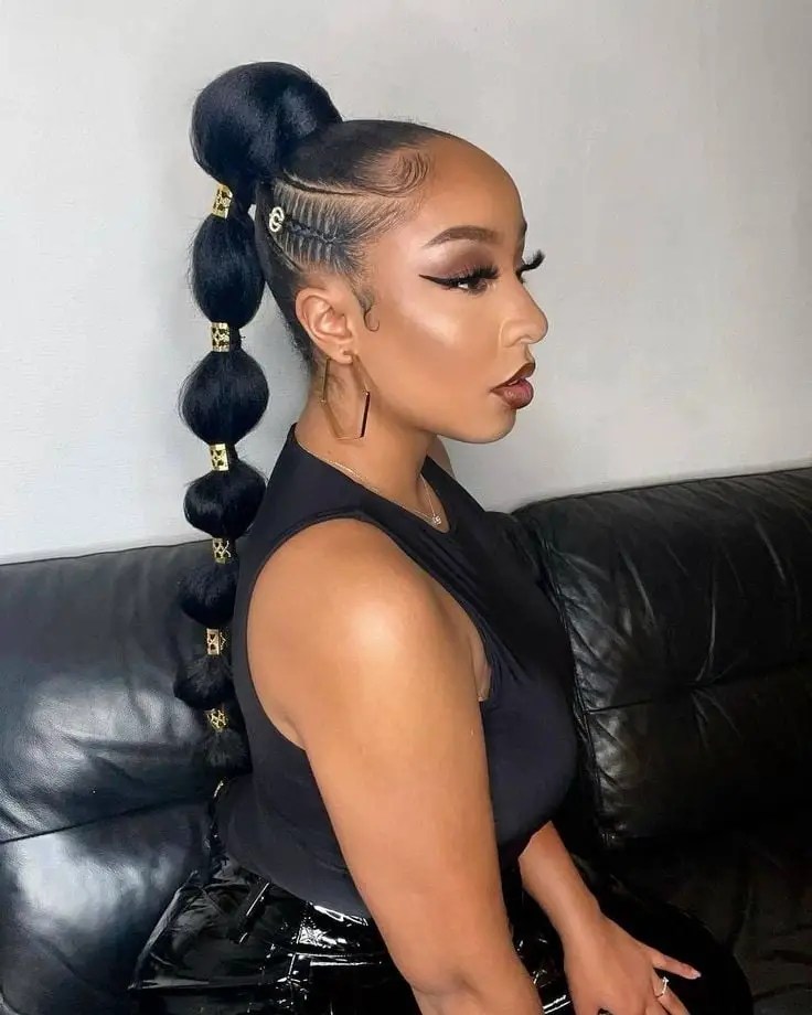 lady wearing styled high ponytail