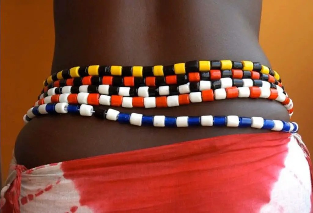 large colorful African waist beads