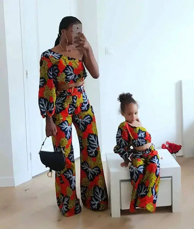mother and daugther rocking ankara palazzos with matching tops