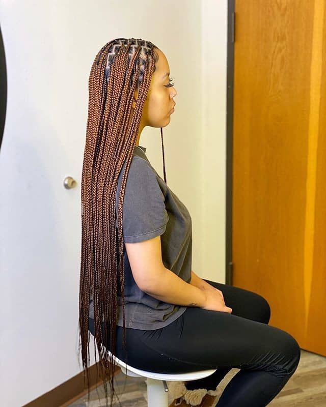 Pre looped goddess box braids curly ends afro knotless ombre brown . 26 Knotless Braids Styles To Protect Your Hair Svelte Magazine