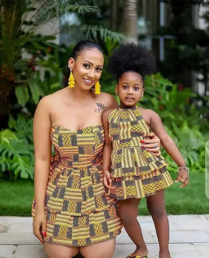 mother and daughter rocking different ankara styles with same print