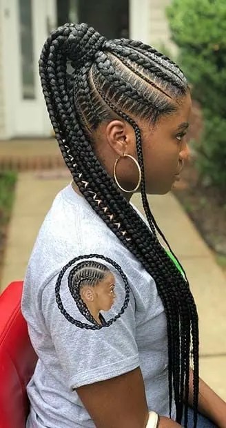 side view of a lady wearing shuku hairstyle