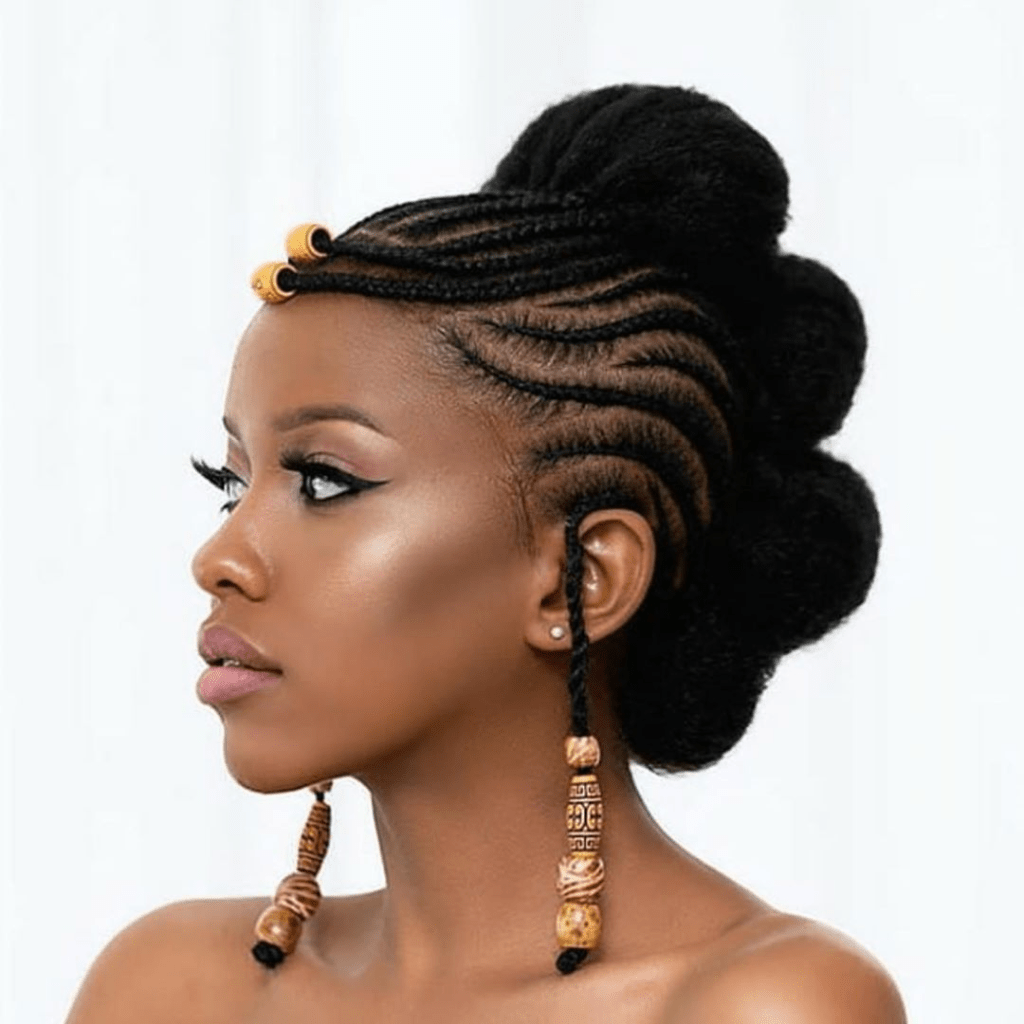 pretty lady rocking traditional African hairstyle with beads