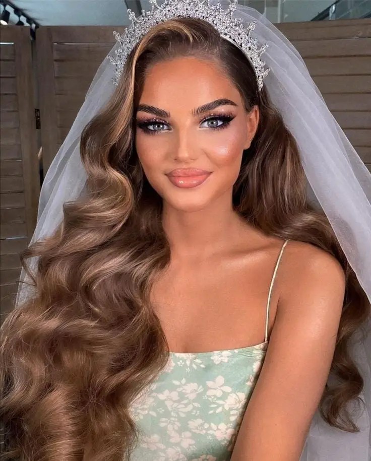 bridal makeup wit veil on a pretty lady