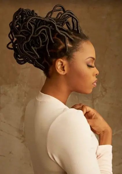 Chidinma rocking the thread hairstyle