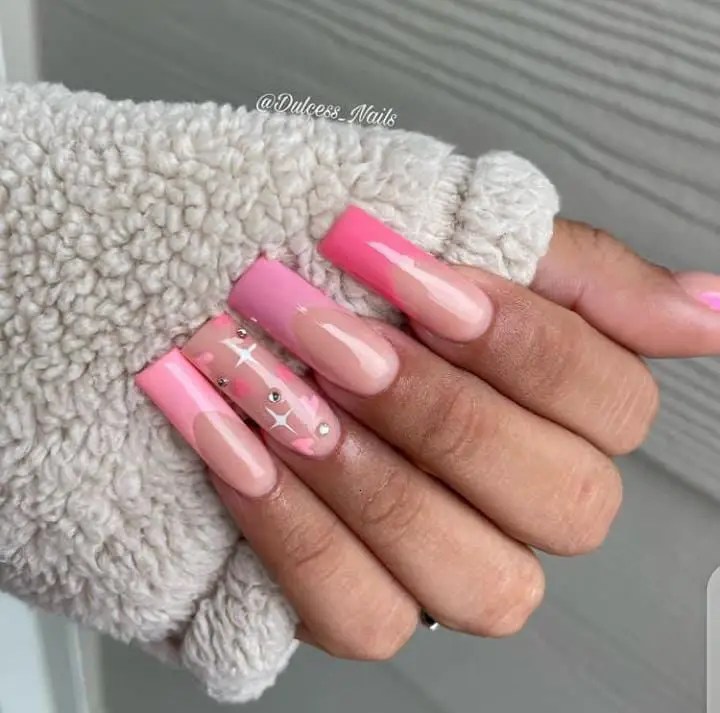 pink fashion nails on fingers