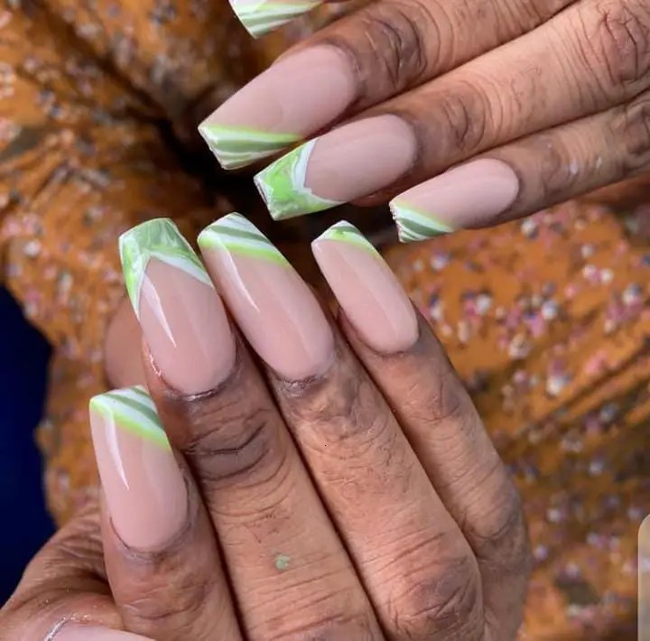 pink design fashion nails on finger