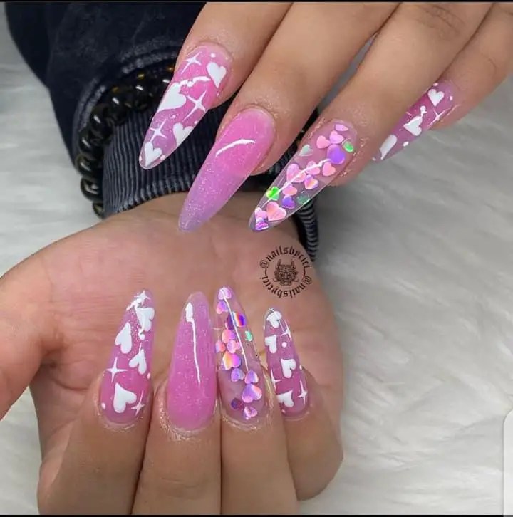 beautiful pink design fake nails
