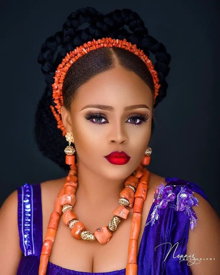 headshot of a Delta state bride wearing makeup for her traditional wedding