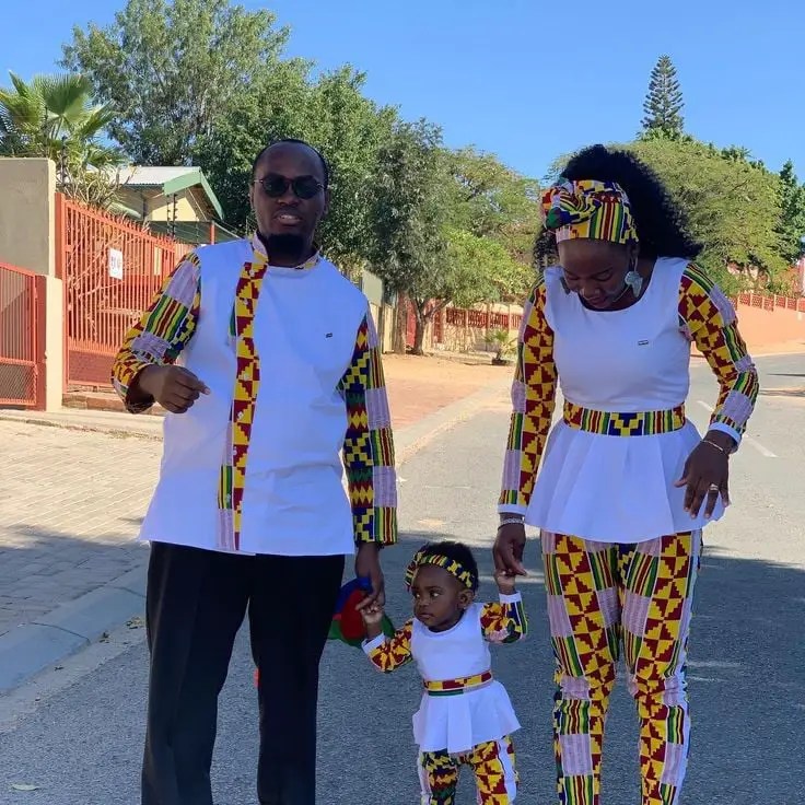 cute family rocking a touch of ankara on their outfits