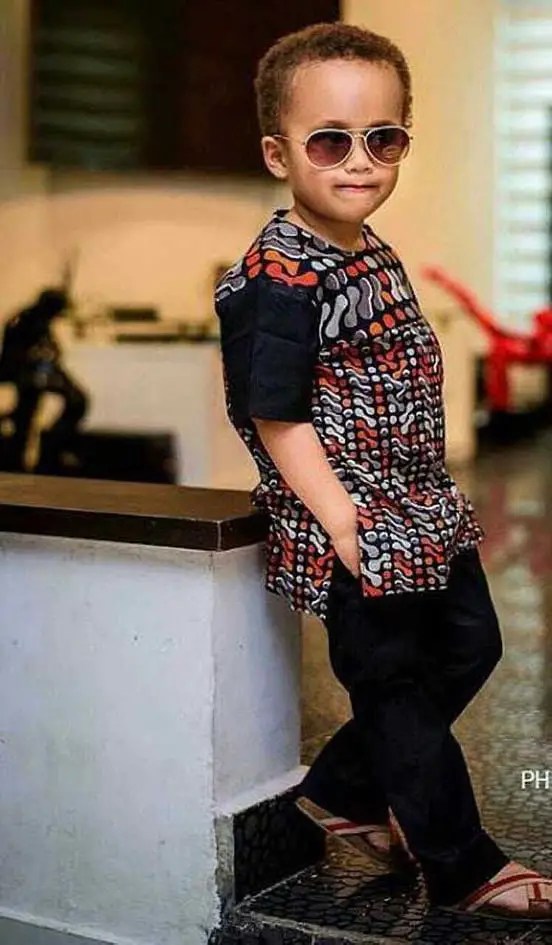 boy wearing wearing ankara outfit