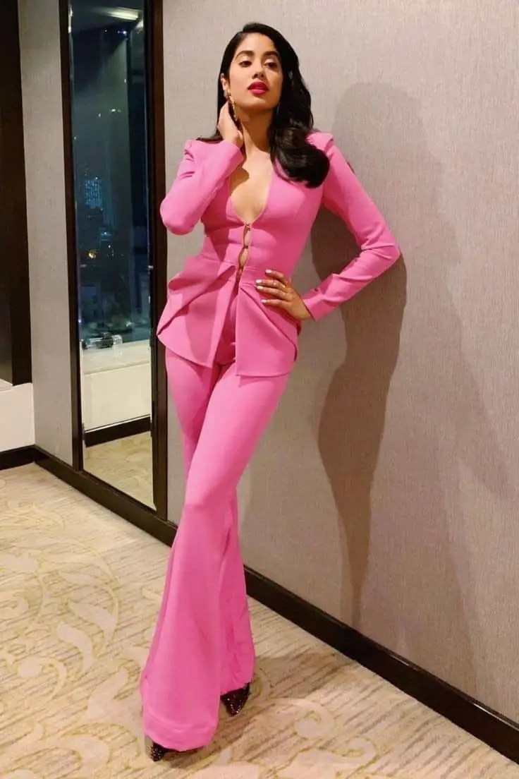 Woman wearing a pink suit