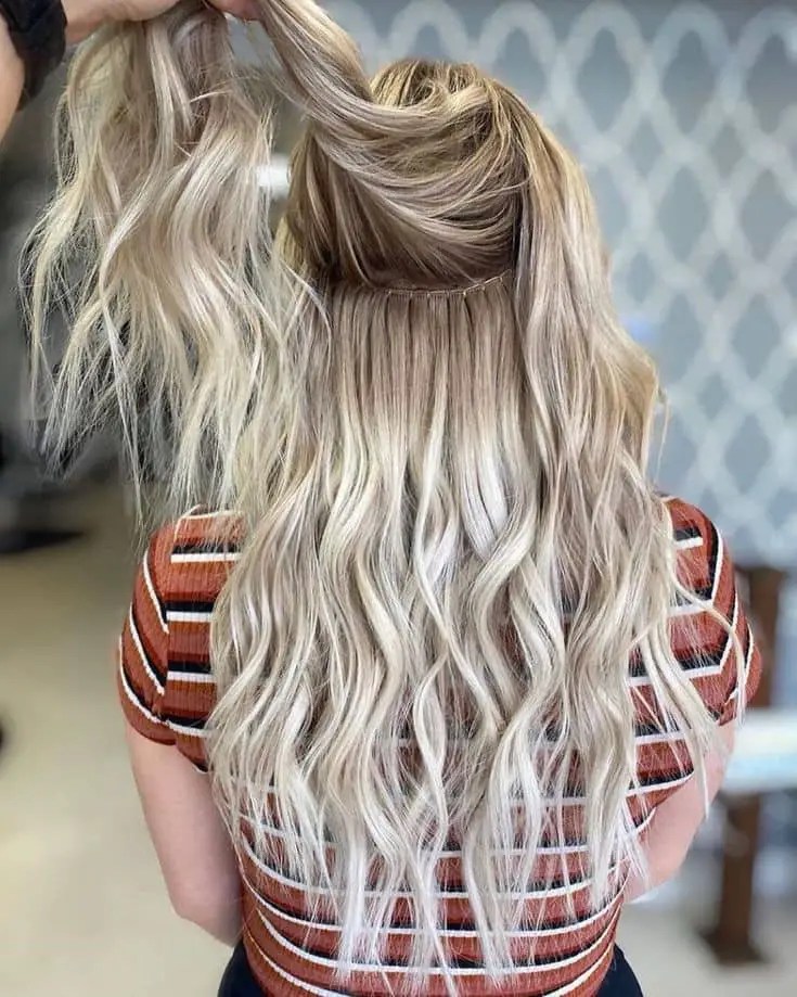Full blonde hair with extensions