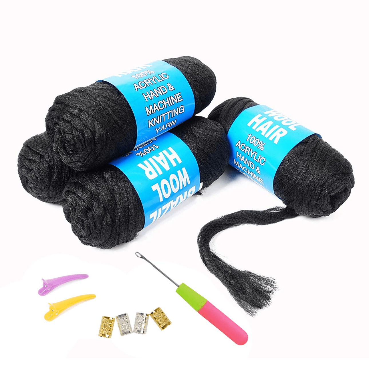 Black wool for hair