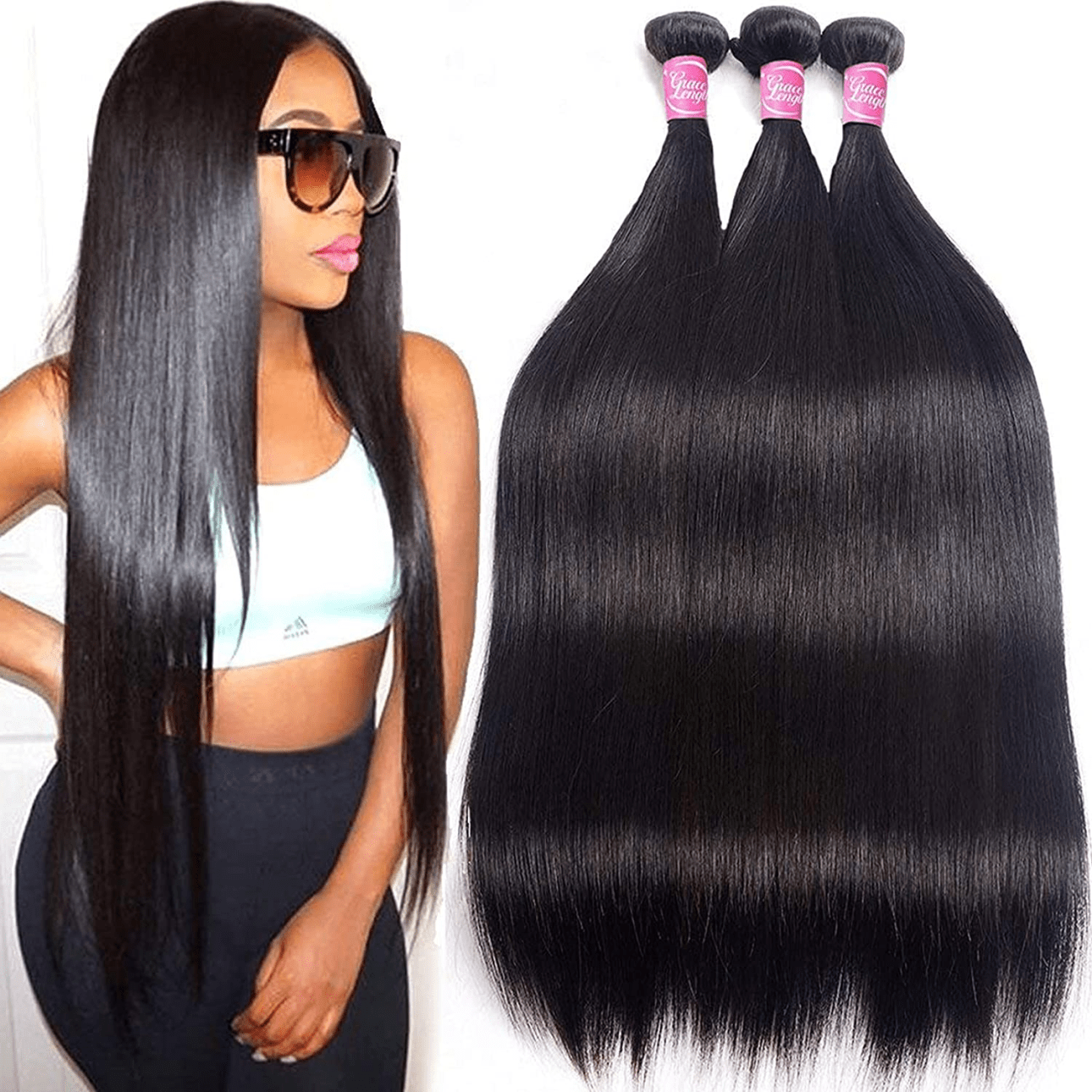 A woman wearing an extension of human hair