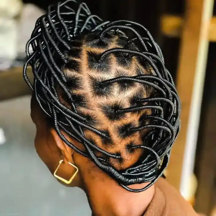 Woman with screw thread hairstyle