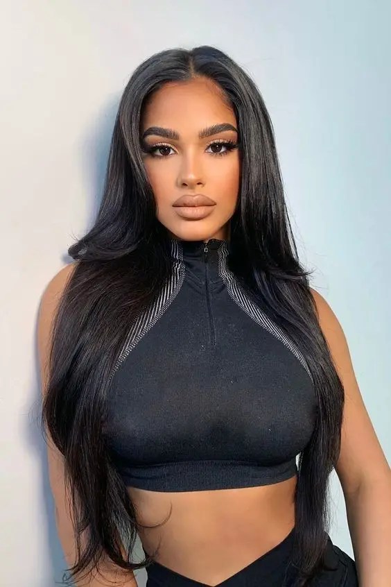 Front view of woman rocking long hairstyle