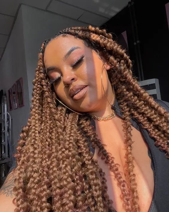 Beautiful woman wearing brown butterfly braid