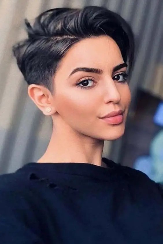 beautiful woman with short black hair