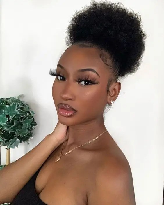 Woman with puff on her natural hair
