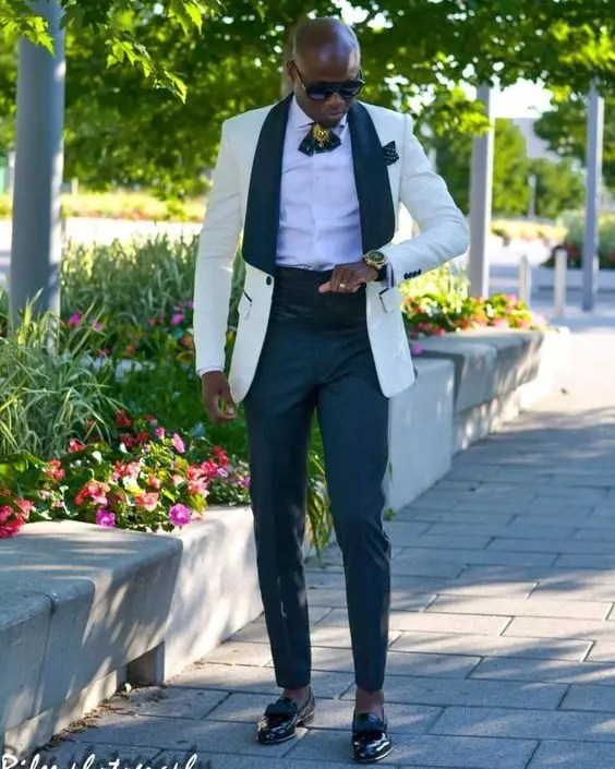 man in white tuxedo