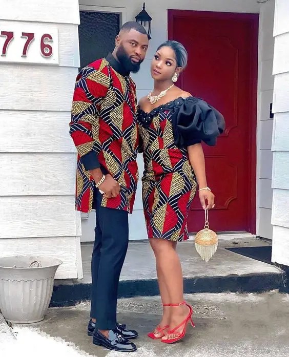 Couples rocking Ankara as Valentine's outfits for couples