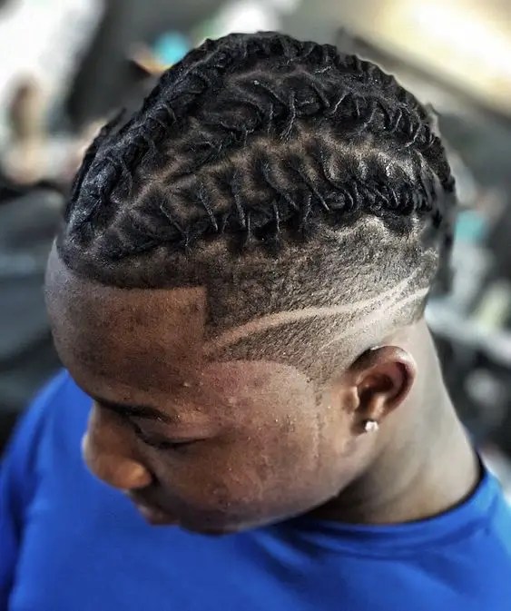 Man wearing braided short dread style for men