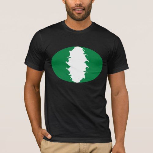 A man wearing a t-shirt in the colors of the Nigerian flag as his election day outfit
