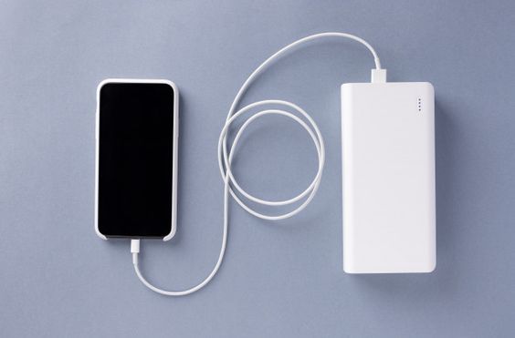 Photo of power bank and phone charging