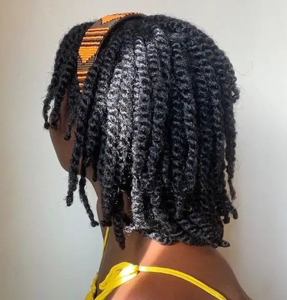 Woman wearing two strand twist on band