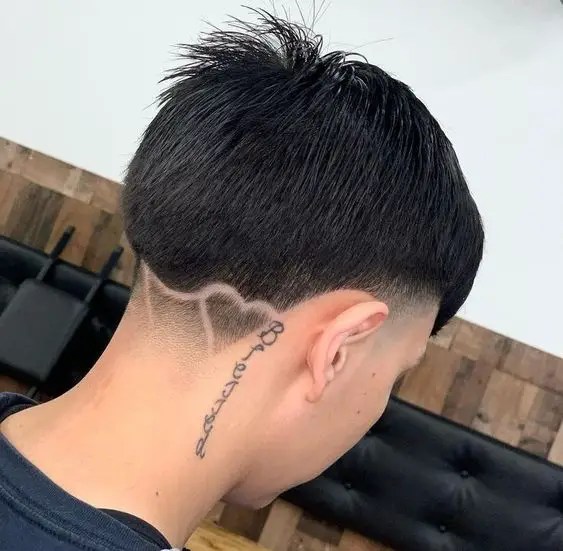 Man rocking haircut in heart-shaped pattern