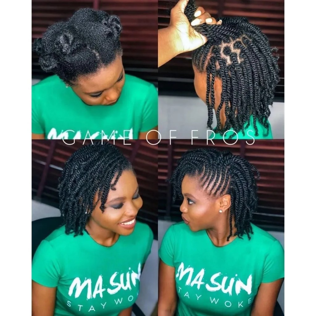 woman wearing mixed twist hairstyle pic