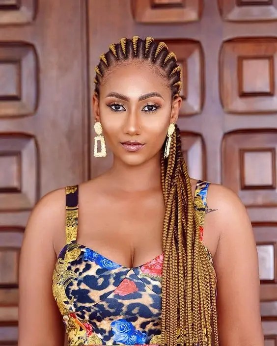 Beautiful woman with blonde ghana braids