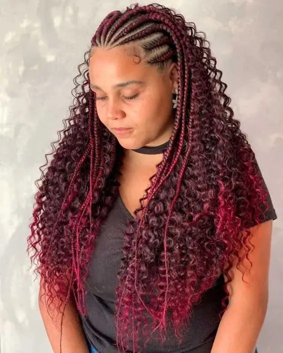 Woman rocking red tribal braids