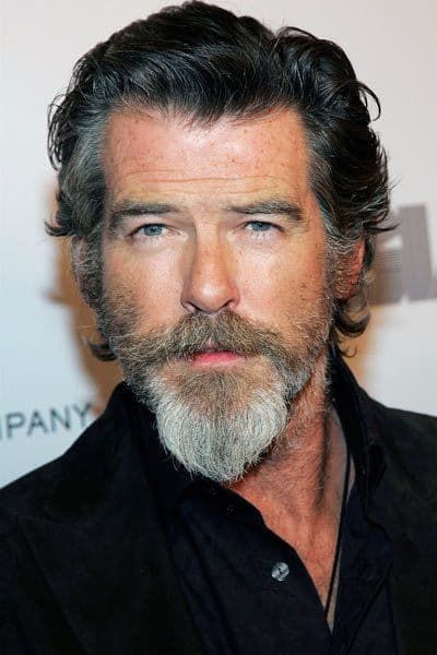 Pierce Brosnan with a white beard