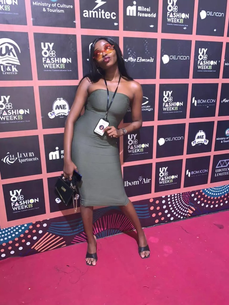 Blessing Otoro rocked a bodycone dress at Uyo Fashion Week.