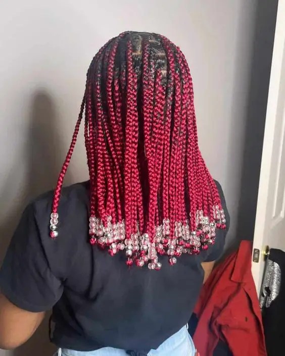 maroon braids with beads