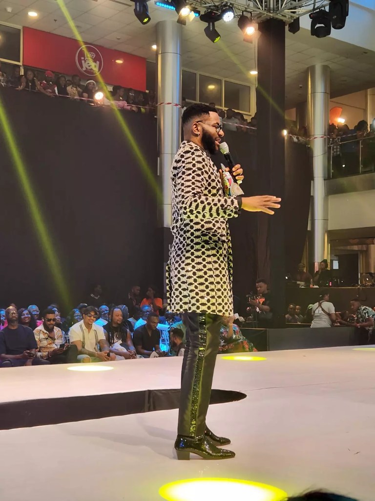 Ebka rocks a sparkly suit to host Uyo Fashion Week