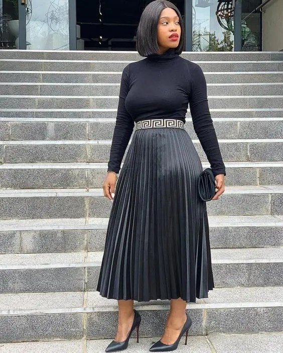 A woman in an ankle-length skirt demonstrates how to dress for church