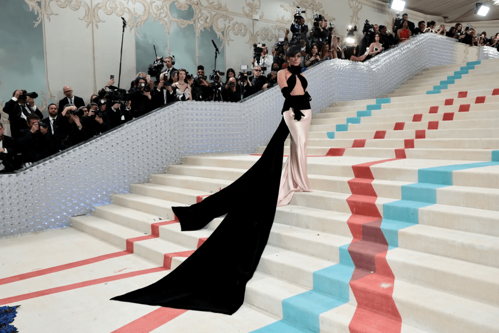 Jennifer Lopez stepped out at the MET Gala in a stunning black and pink Ralph Lauren gown.