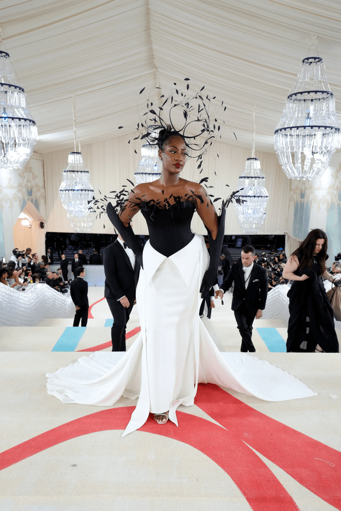 Tems made her first appearance at the Met Gala in a custom Rober Wun dress.