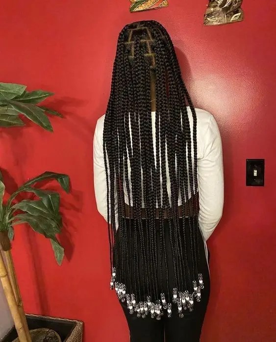 medium length braid with beads