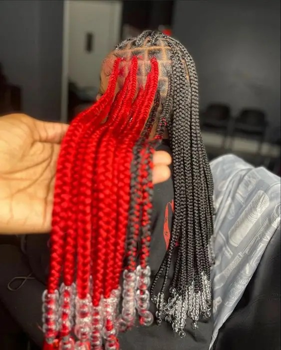 Red and Black Thick Unknotted Beaded Braids