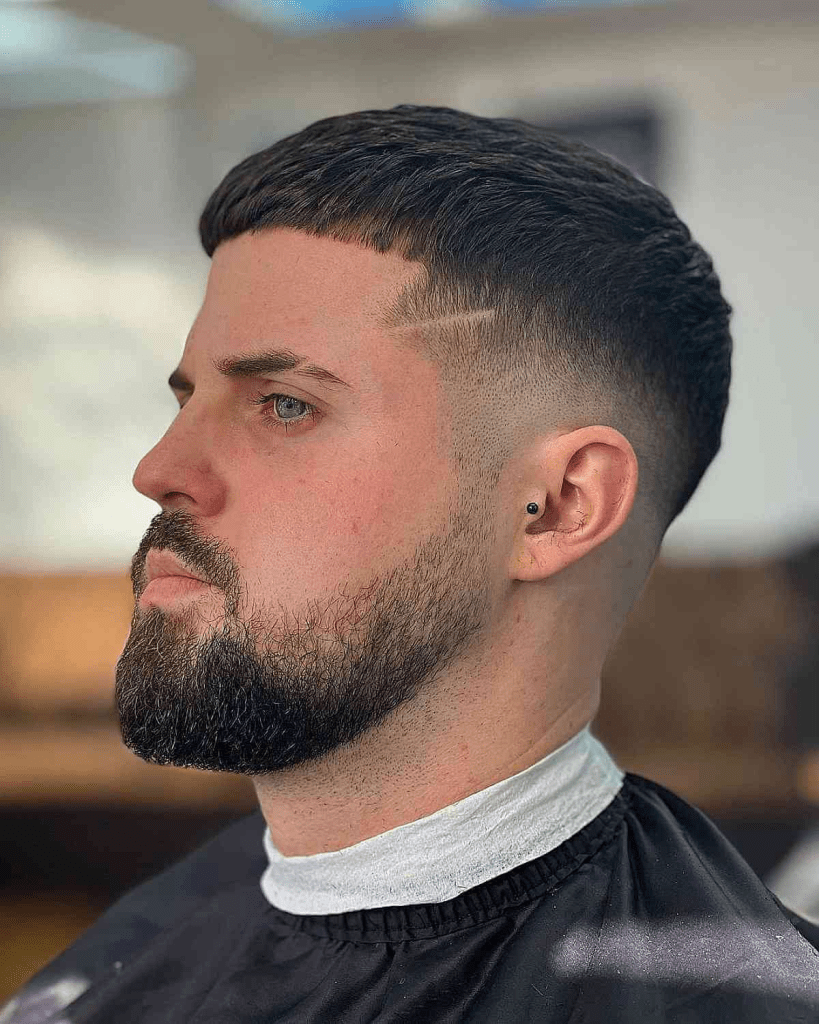 Full View of Caesar Mid Fade Haircut