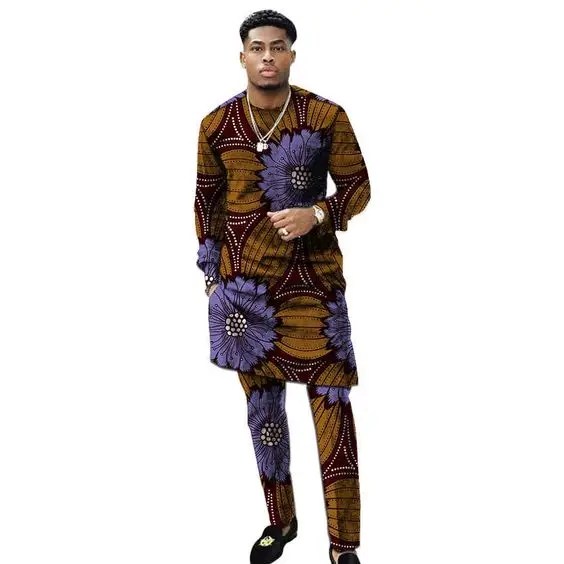 A man rocks a two-piece Ankara outfit