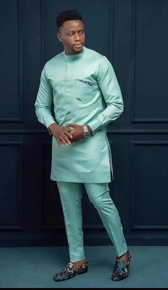 Man in senator costume for church service