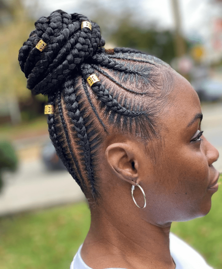 Girl looking sideways showing stichshuk accessorized with cuffs