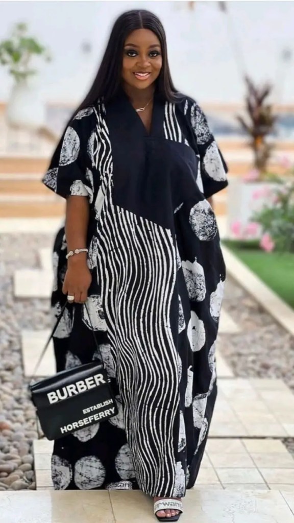 Jackie Appiah rocking a black and white abaya