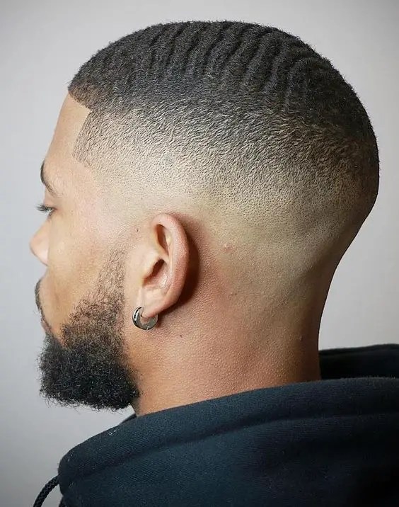 back view of low mid fade haircut