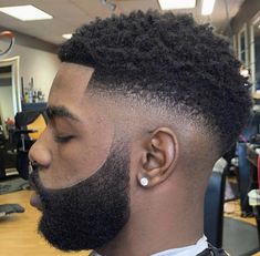 Close view of man with mid fade haircut